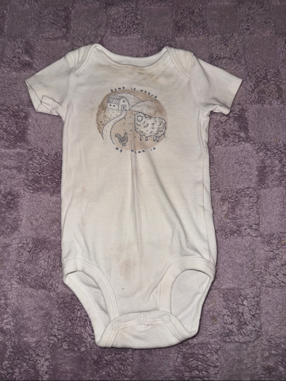 Carter's Cream Farm Animal Short-Sleeve One-Piece